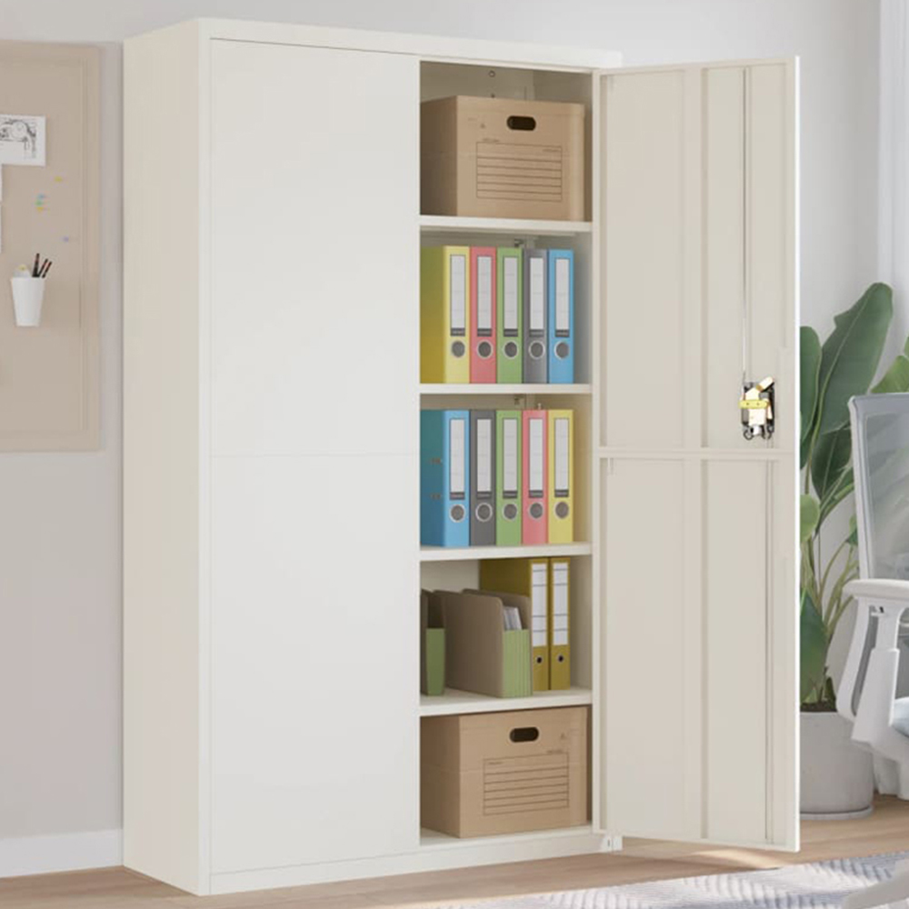 vidaXL 2 Door White Lockable File Cabinet Image 1