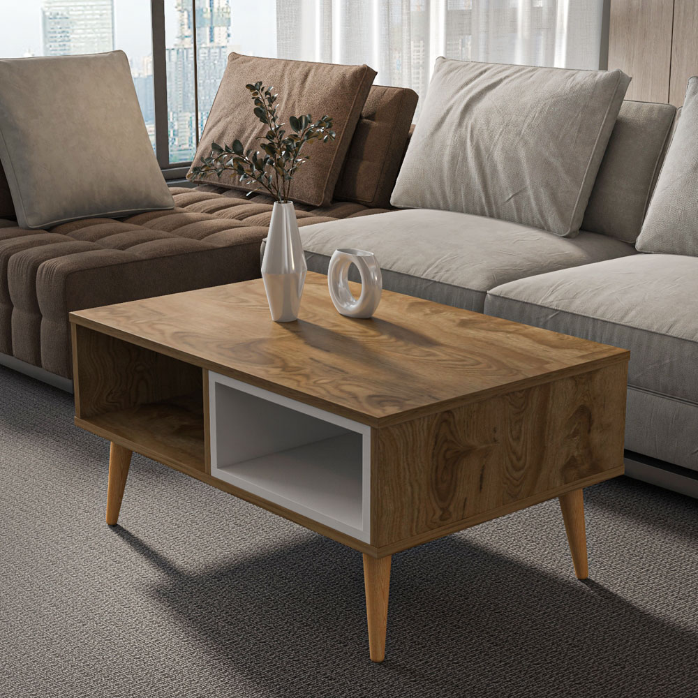 Decorotika Oberon 2 Shelf Oud and White Coffee Table Image 6