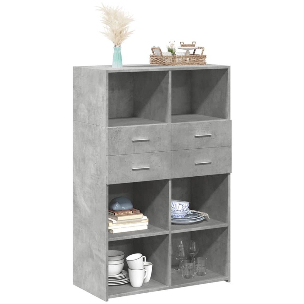 vidaXL 4 Drawer 6 Shelf Concrete Grey Highboard Image 3