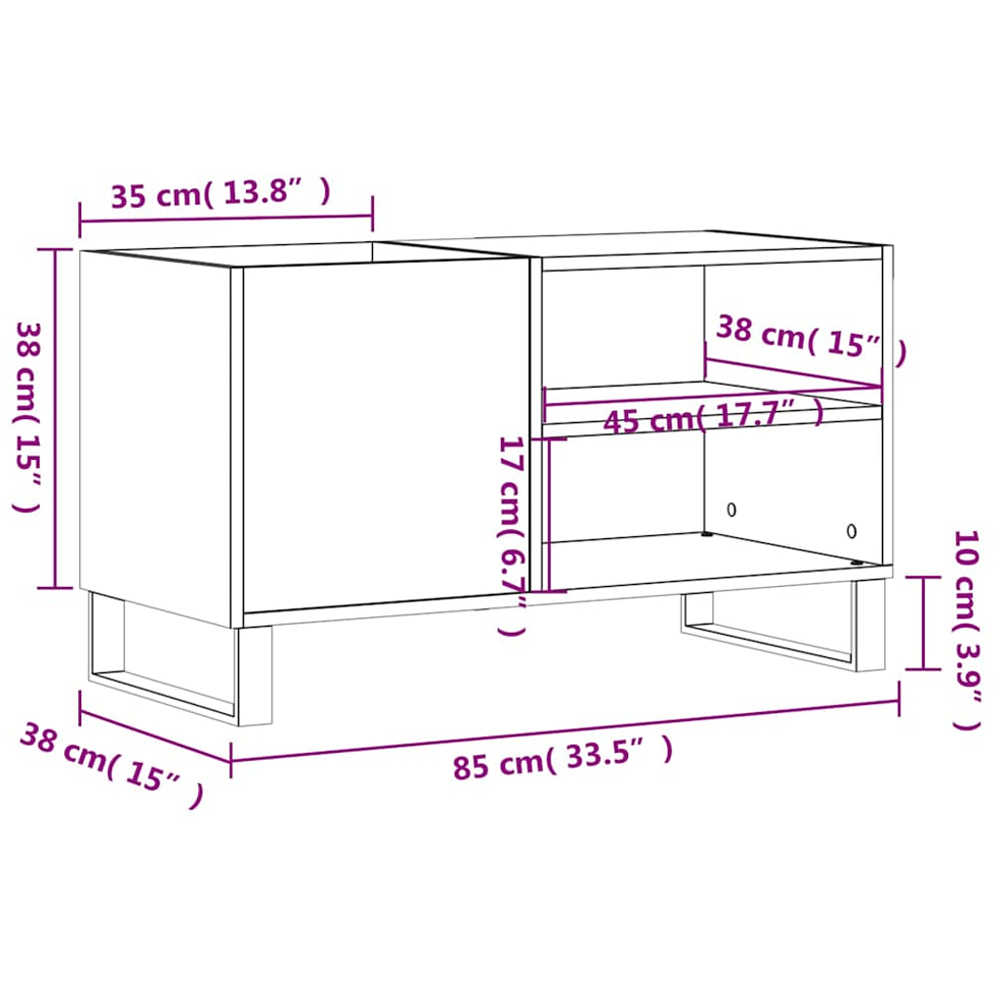 vidaXL 2 Shelf Sonoma Oak Record Cabinet Image 9