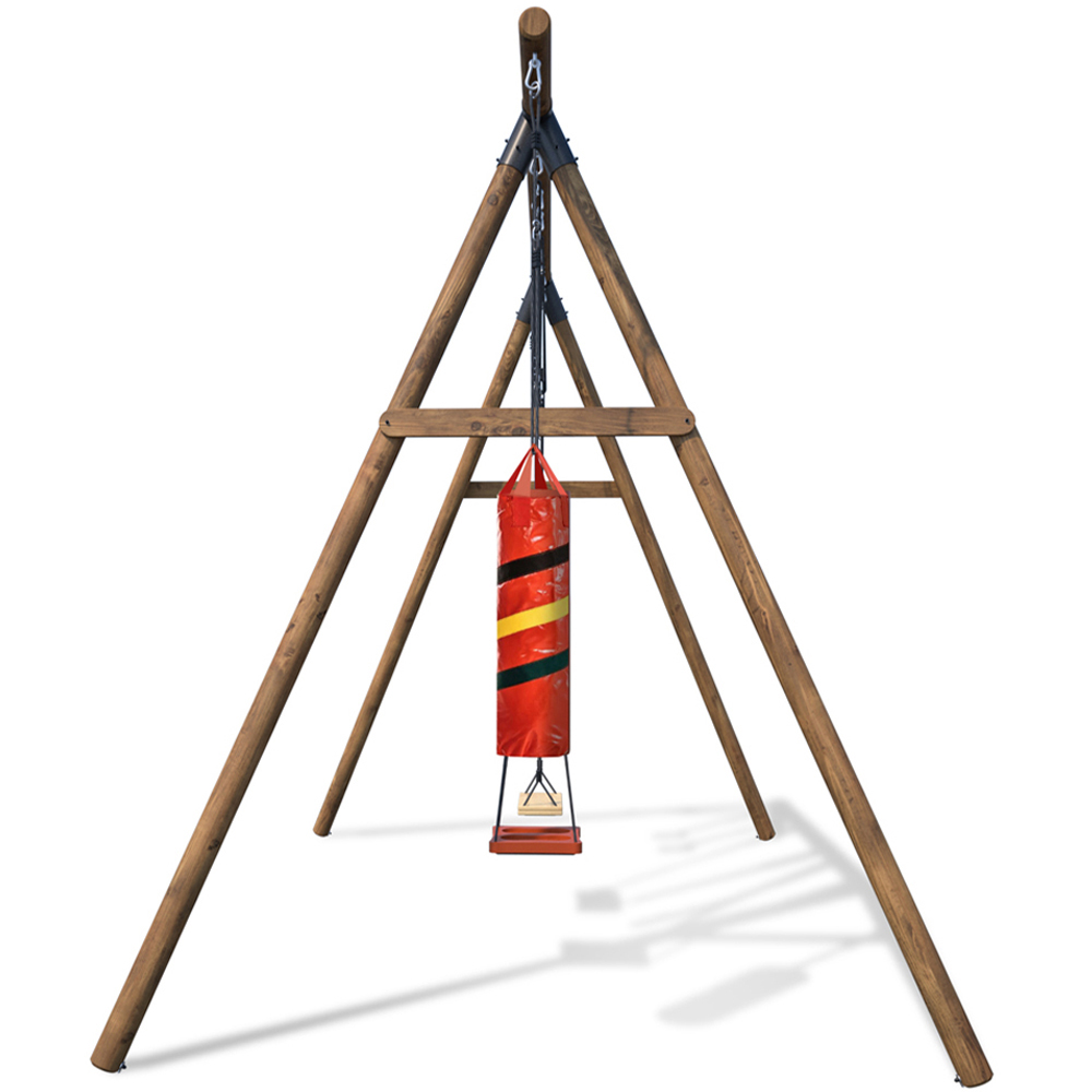 Soulet Galdar Kids Wooden Double Swing Set with Gym Rings and Boxing Punch bag Image 3