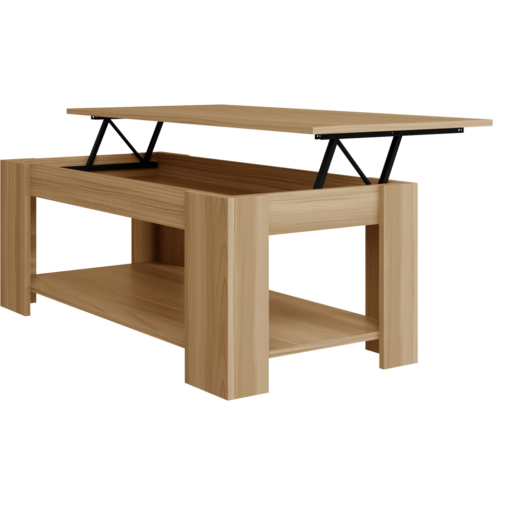 GFW Oak Wood Lift Up Coffee Table Image 4