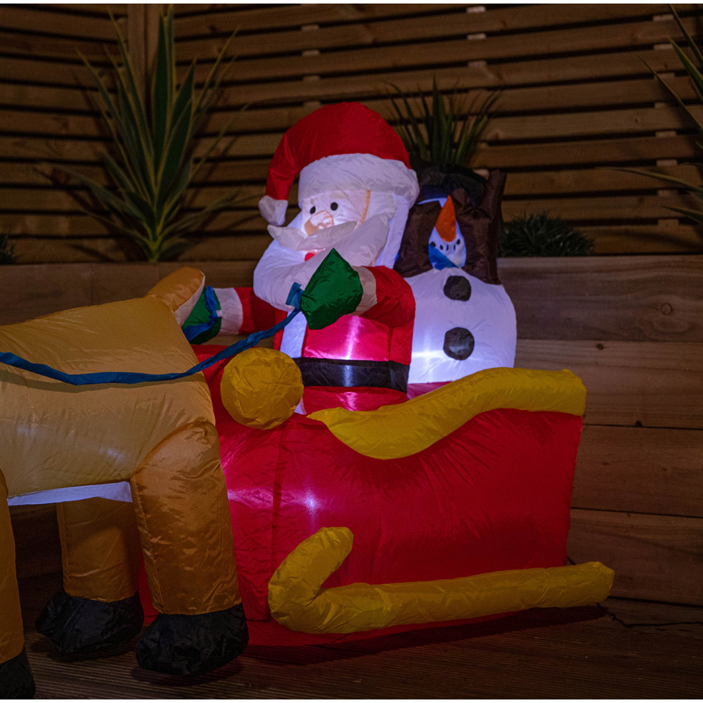 Samuel Alexander Santa and Snowman in Sleigh Light Up Inflatable Christmas Decoration 5ft Image 3