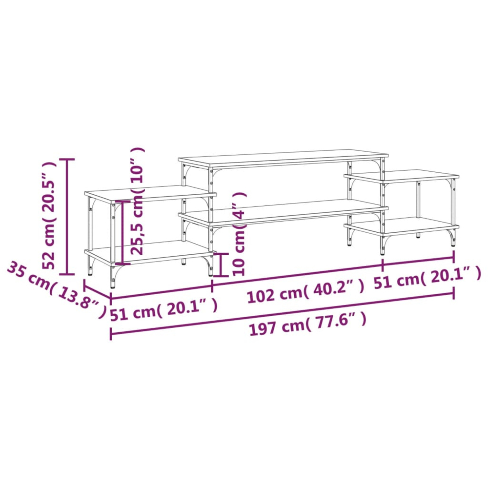 vidaXL 5 Shelf Grey Sonoma TV Cabinet Image 9