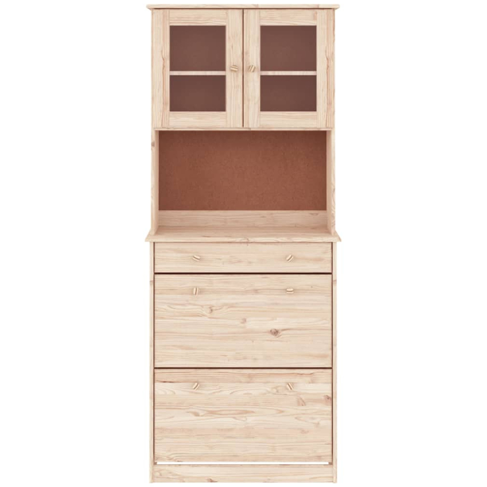 vidaXL Alta 2 Glass Door 2 Flip Door Single Drawer Tall Highboard Image 3
