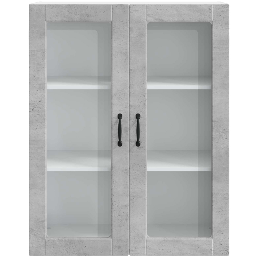 vidaXL 2 Glass Door Concrete Grey Kitchen Wall Cabinet Image 4