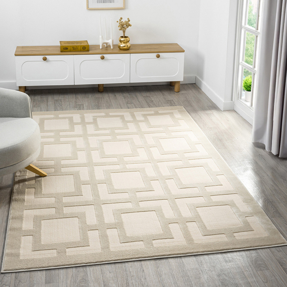 Desire Rugs Vellure Cream Metallic Sheen Maze Design Rug 200 x 290cm Image 5