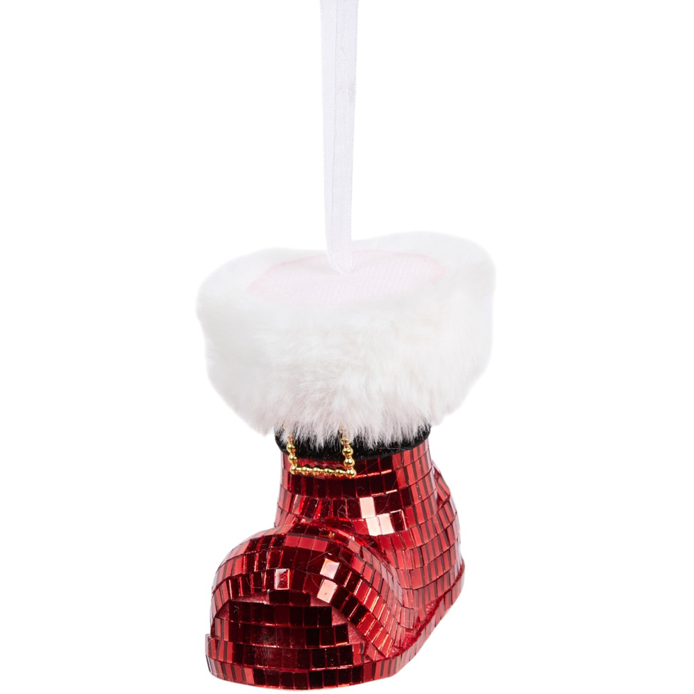 Set of 3 Disco Santa Boots Red Image 3