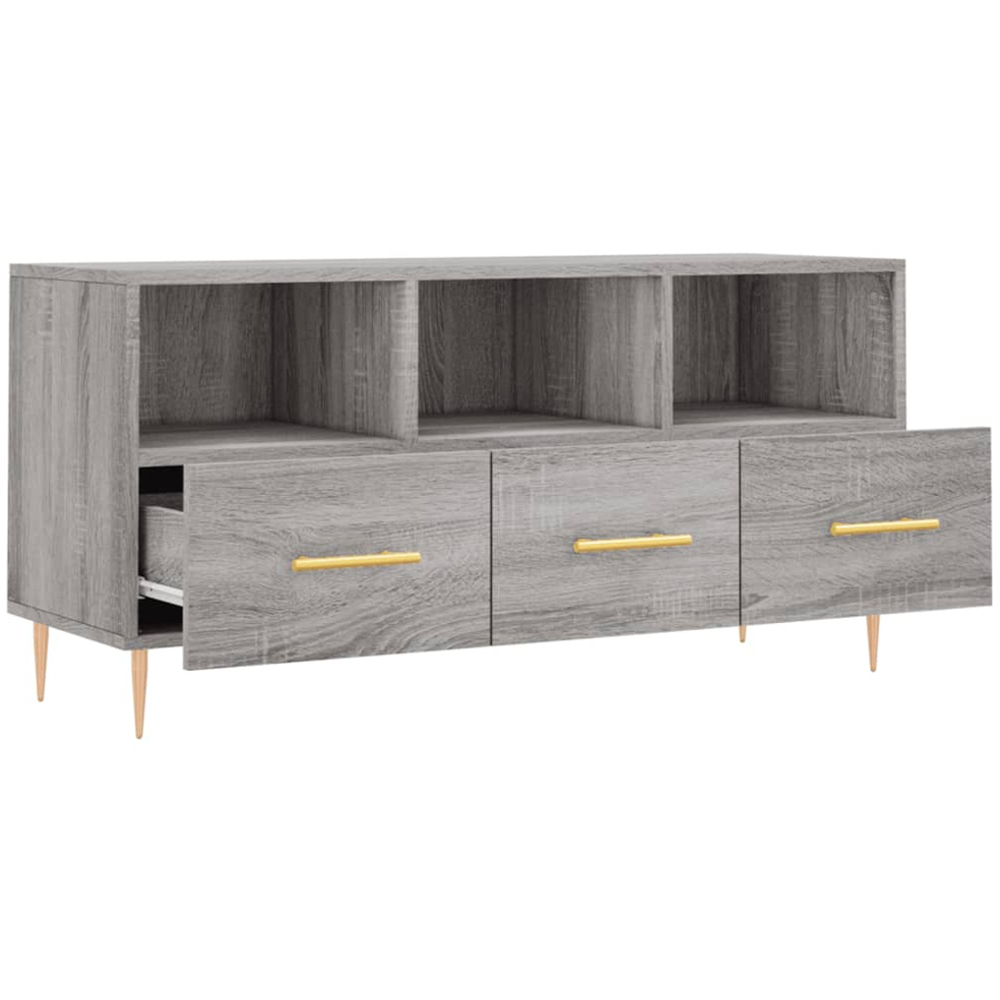 vidaXL 3 Drawer 3 Shelf Grey Sonoma TV Cabinet Image 4