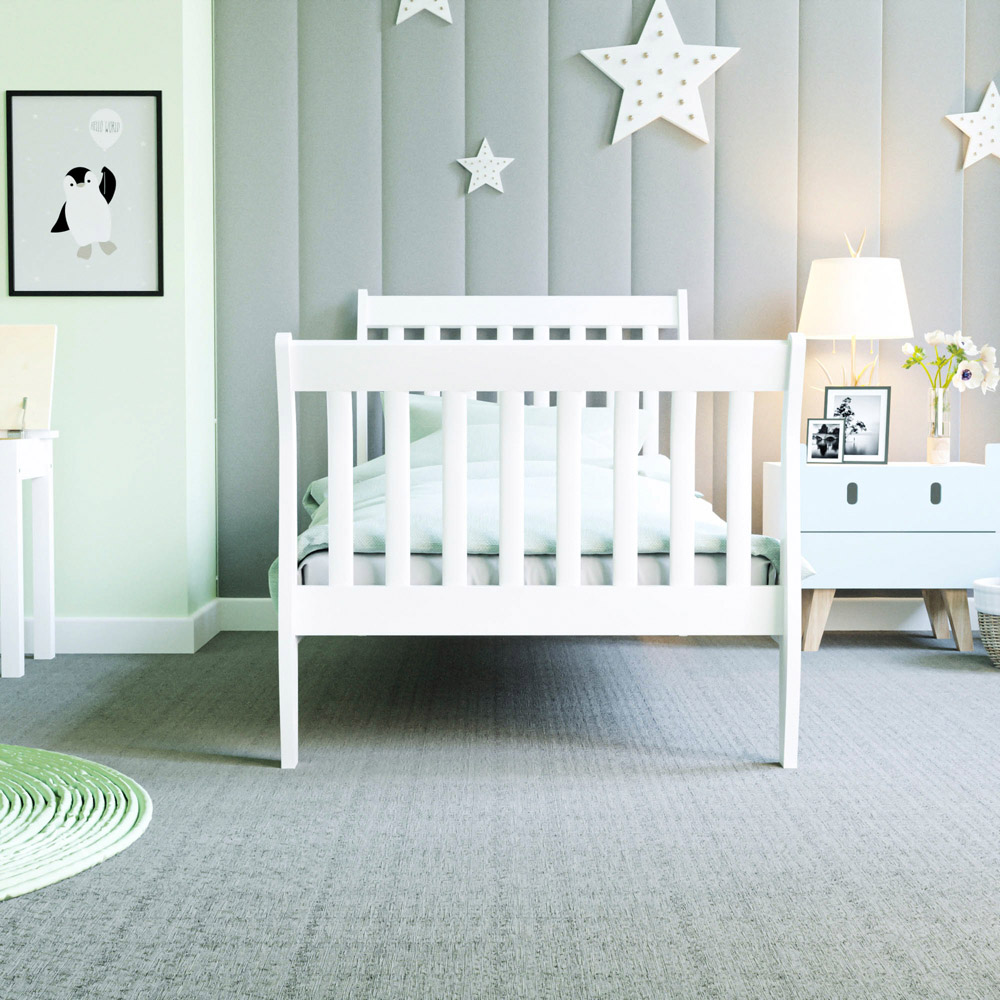JUNIOR VIDA Orion Single White Sleigh Bed with Gel Memory Foam Mattress Image 5