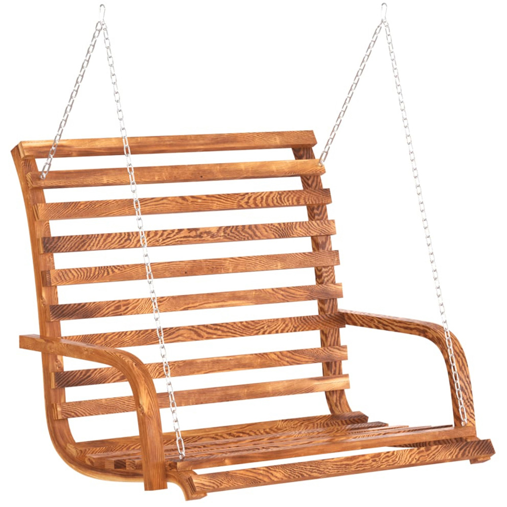 vidaXL Brown Solid Spruce Wood High Backrest Swing Bed Image 3