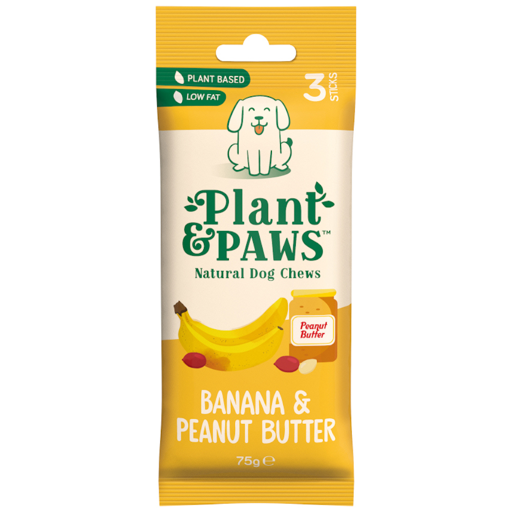 Plant & Paws Banana & Peanut Butter Natural Dog Chews 75g Image 1