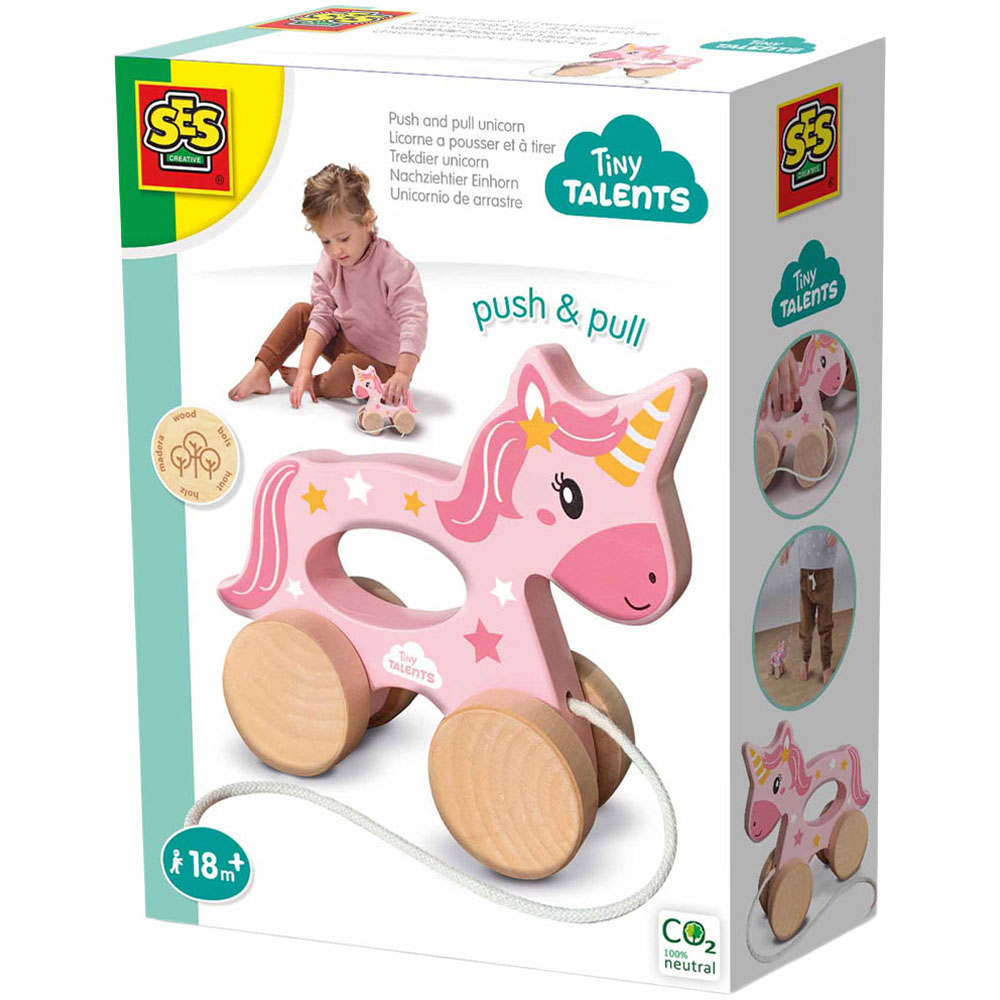 SES Creative Tiny Talents Wooden Unicorn Push and Pull Toy Image 2