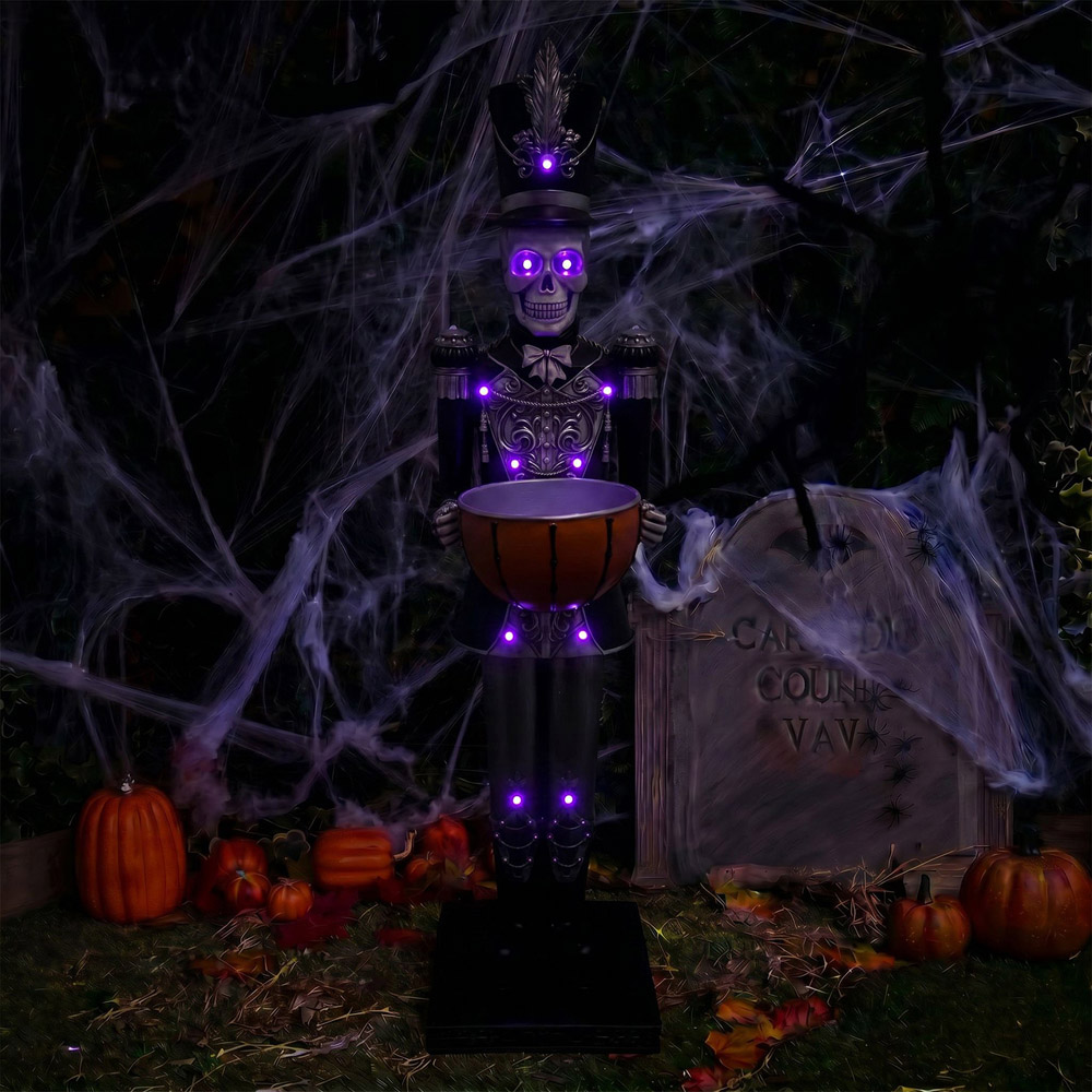 wilko Multicolour LED Halloween Skeleton Nutcracker with Bowl 4ft Image 8