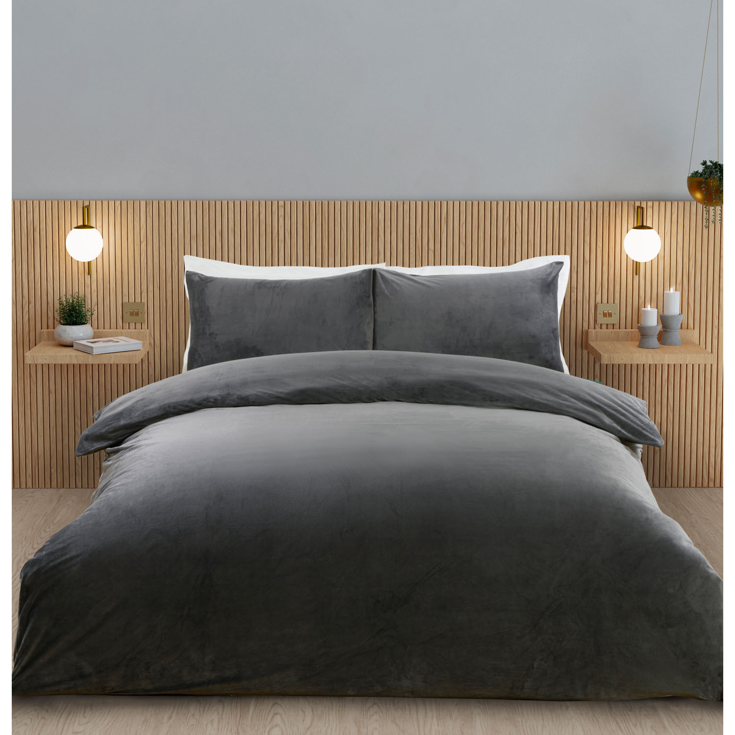 Helsinki Single Charcoal Fleece Duvet Set Image 1