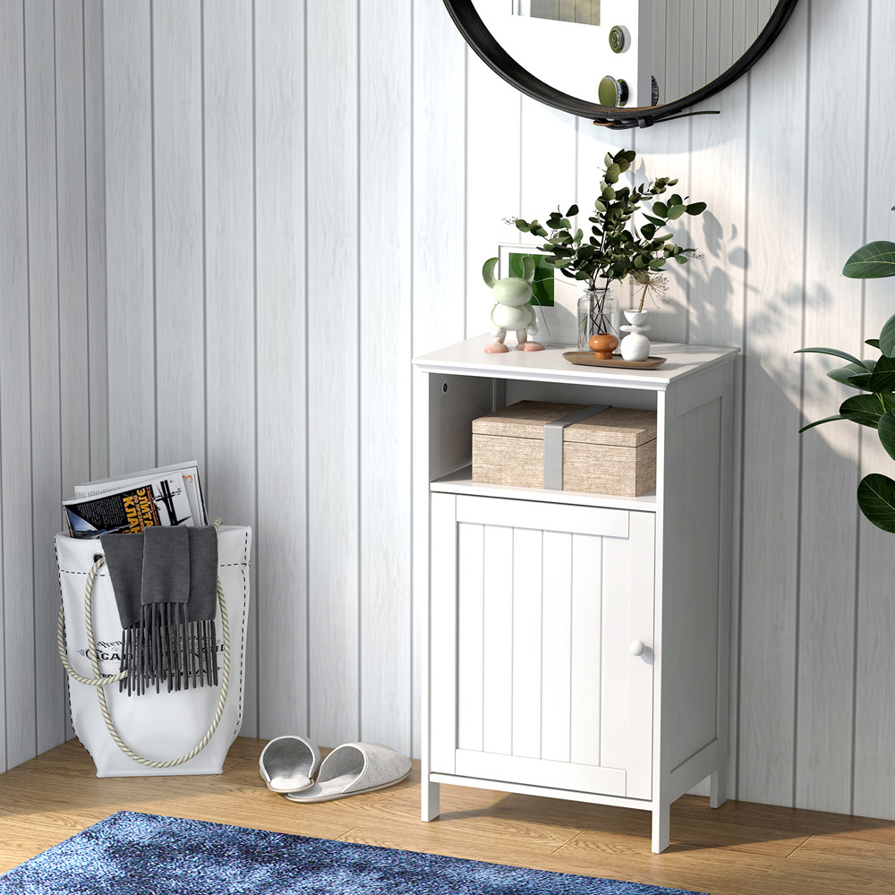 Costway White Single Door Single Shelf Side Cabinet Image 4