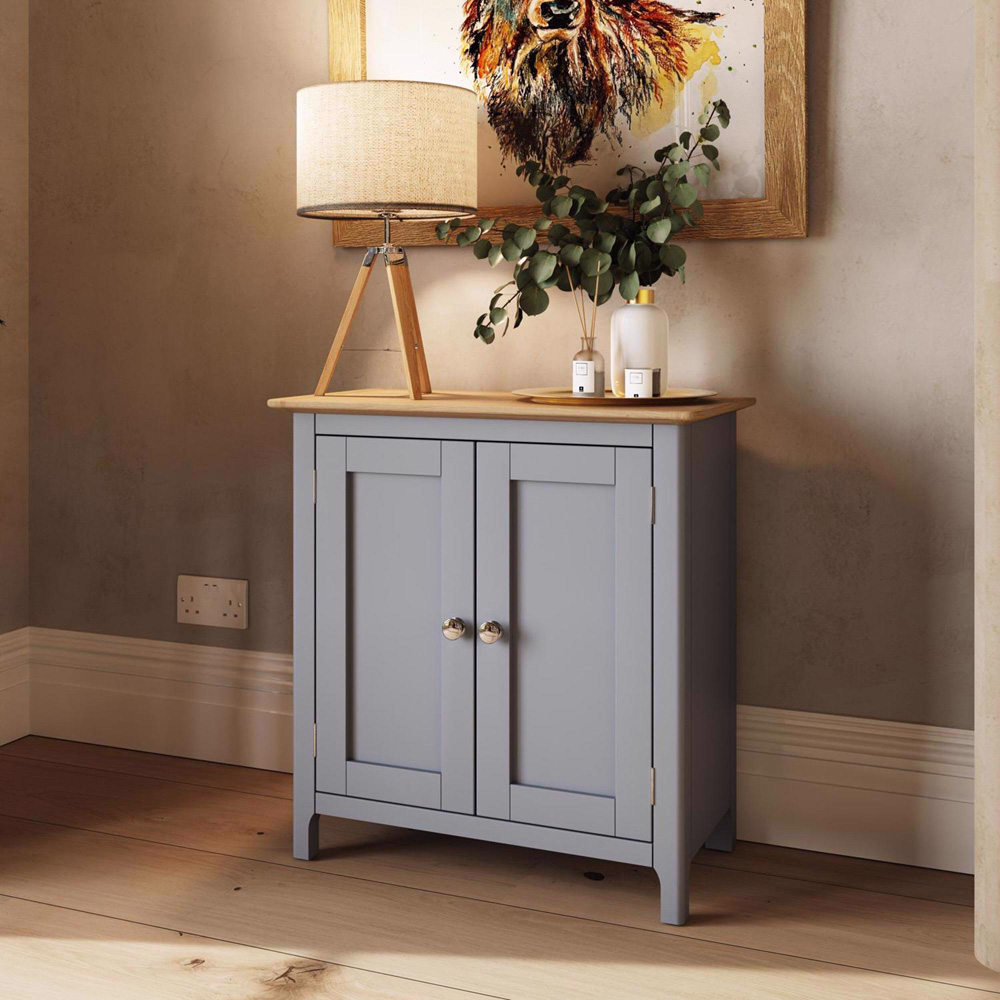 FWStyle Taberno 2 Door Dove Grey and Oak Compact Sideboard Image 8