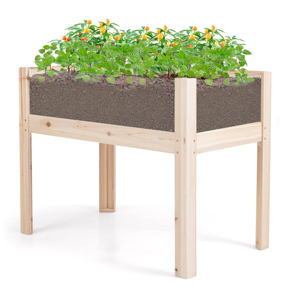 Costway Natural Wooden Raised Garden Bed Image 3