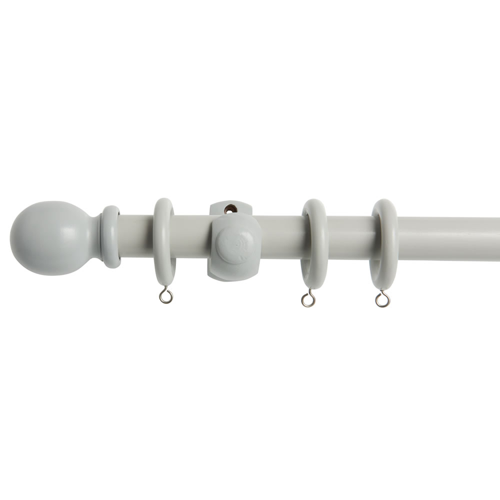 Wilko 300cm x 28mm Grey Wooden Curtain Pole Image 1