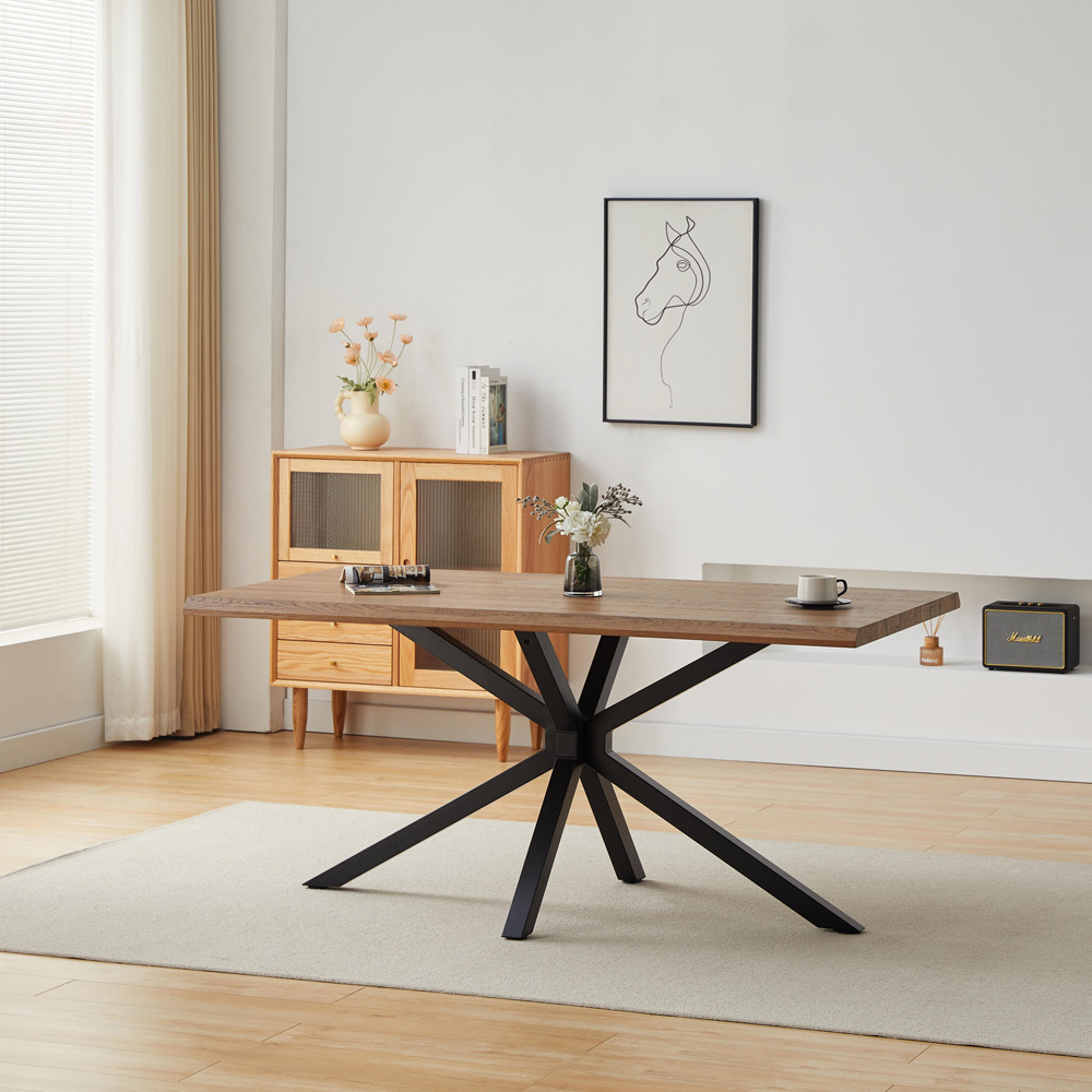 Brooklyn 6 Seater Dining Set Oak and Black Image 2