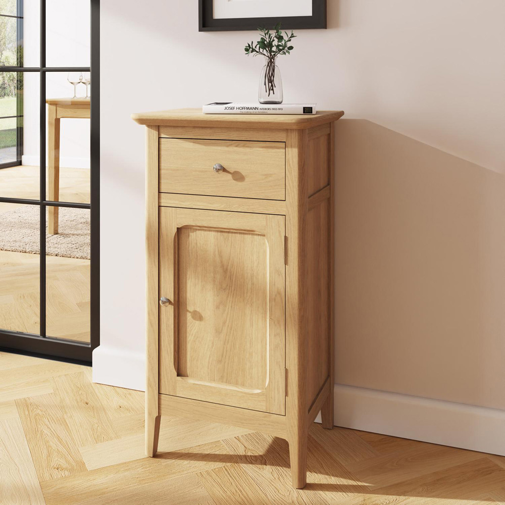 FWStyle Single Door Single Drawer Natural Oak Ash Veneer Sideboard Image 7