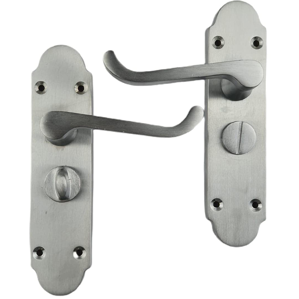 Golden Grace Satin Chrome Victorian Epsom Bathroom Latch Door Handle with Hinge Image 3