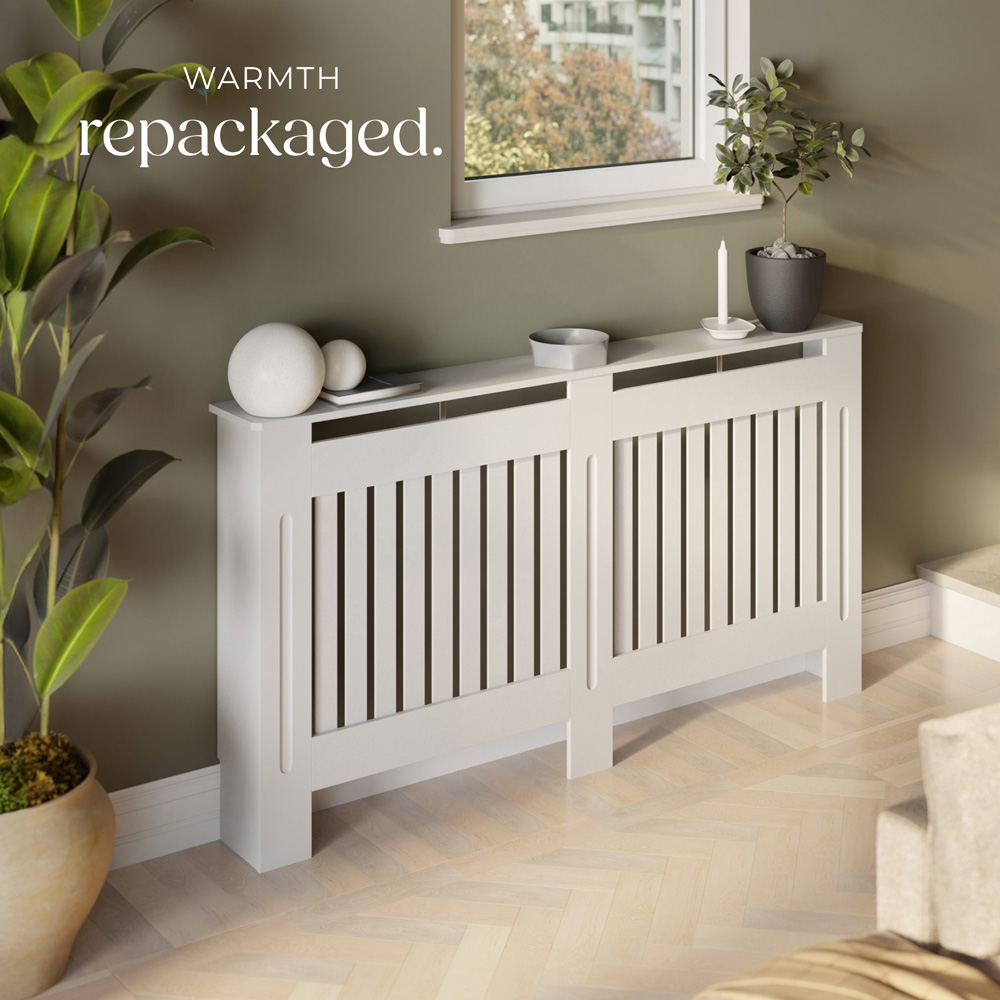 Louvre Radiators tectake Vila Wooden Louvre Radiator Cover 19 x 152 x 82cm | Wilko