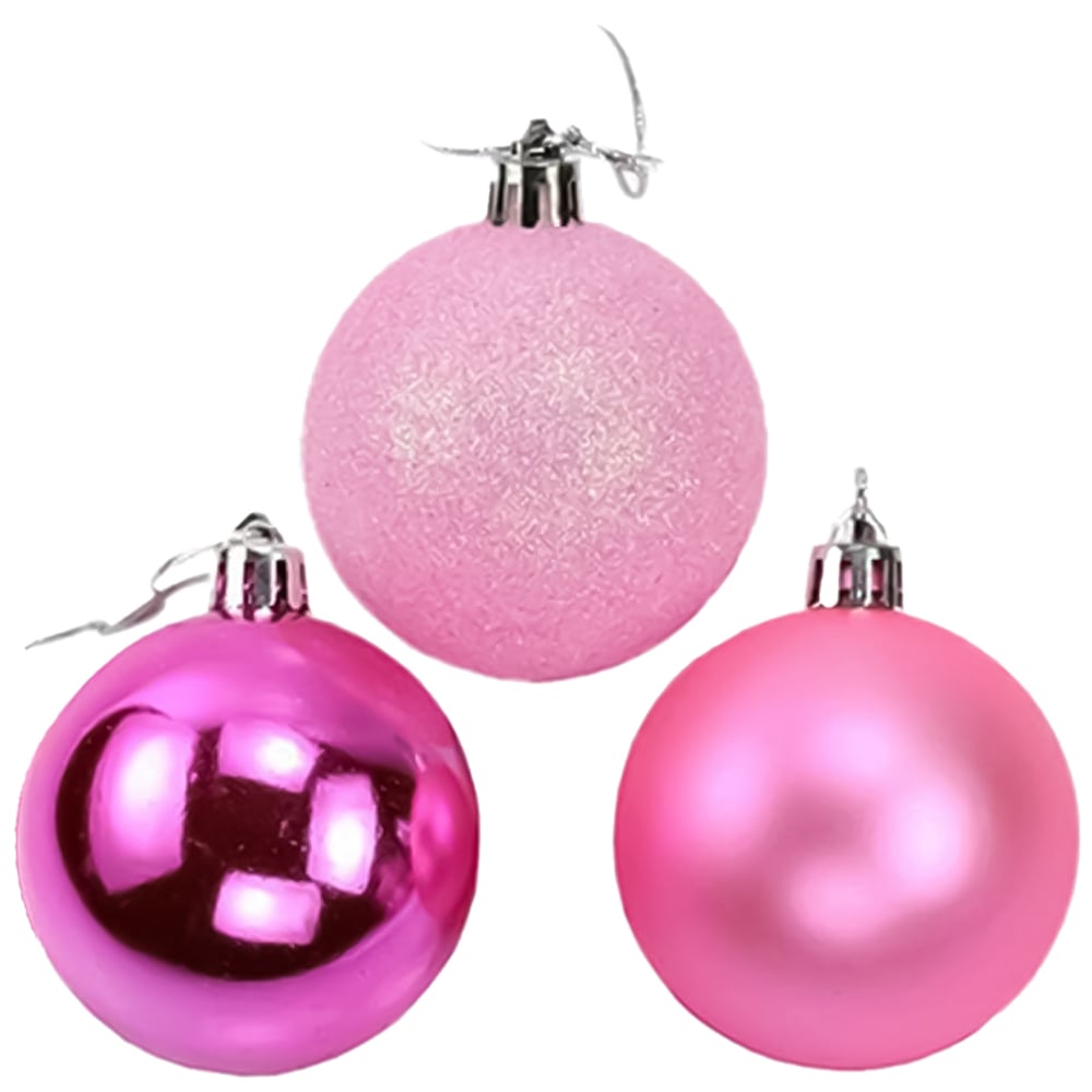 Shatchi 6cm Pink Shatterproof Christmas Bauble 18 Pack Image 2