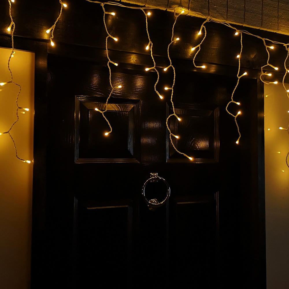 Samuel Alexander 1000 Vintage Gold LED White Cable Frosted Icicle Light 25m Image 5