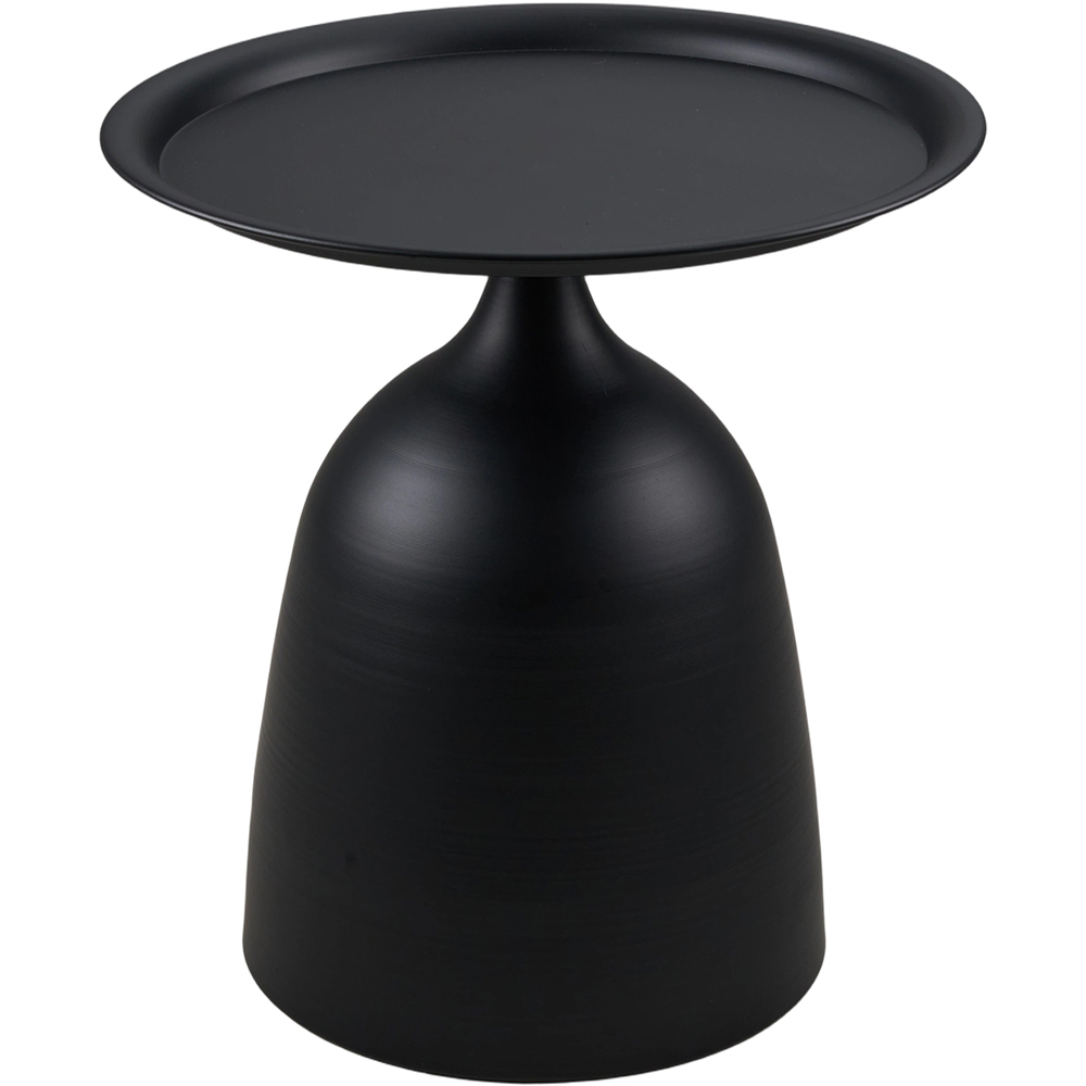 Living and Home Black Round Raised Edge Sculptural Base Side Table Image 2