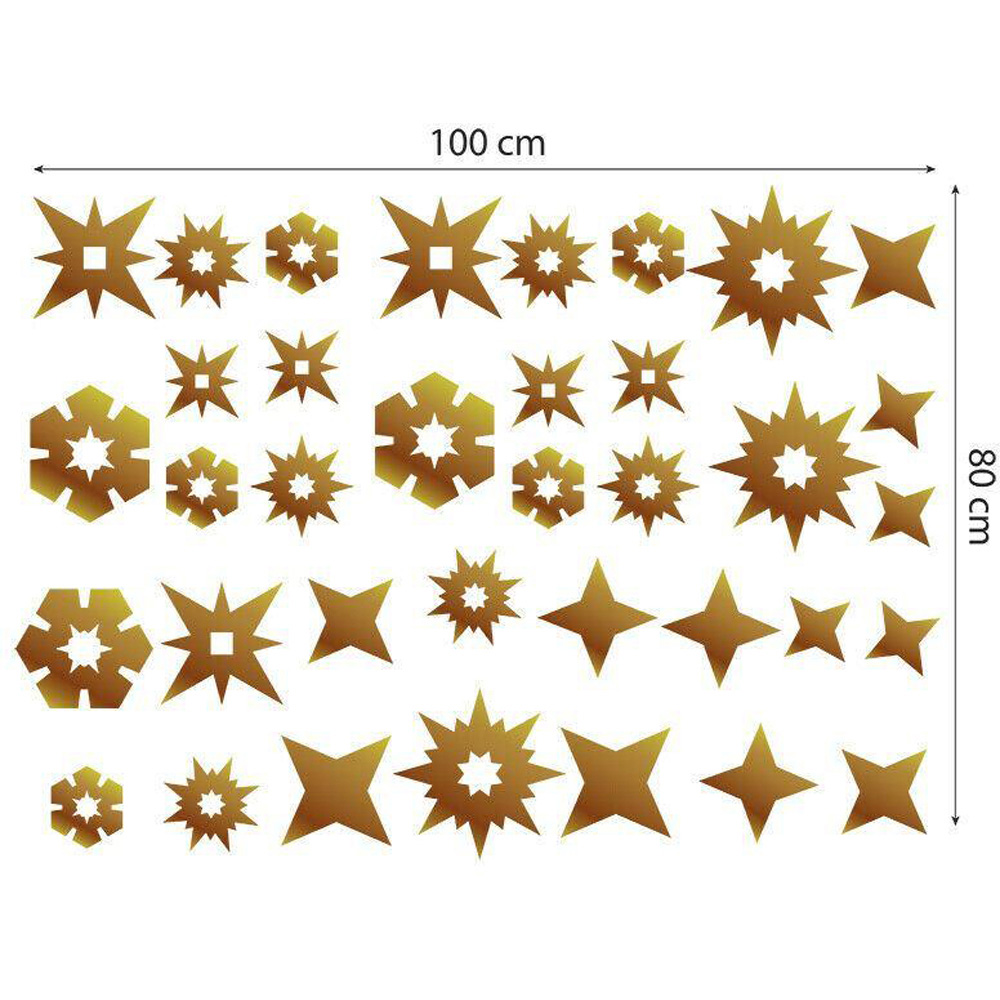 Walplus Gold Christmas Snowflakes Self Adhesive Wall Stickers 60 Piece Image 4