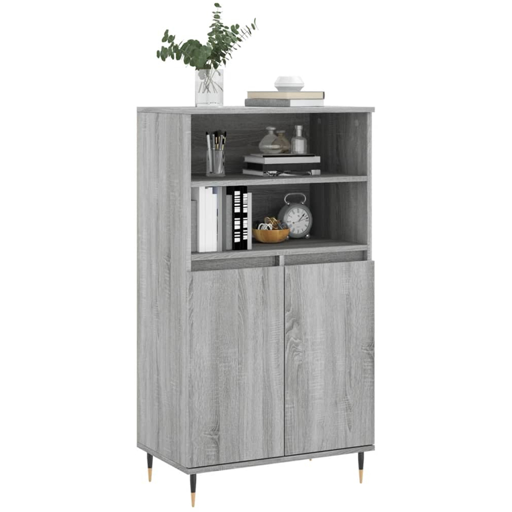 vidaXL 2 Door 2 Shelf Grey Sonoma Highboard Image 3
