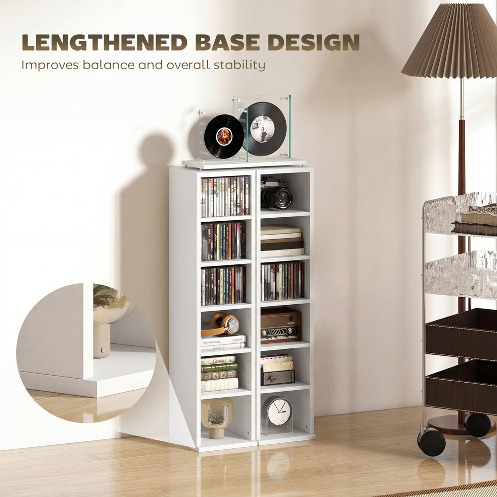 Portland 6 Shelf White Adjustable CD Storage Unit Set of 2 Image 7