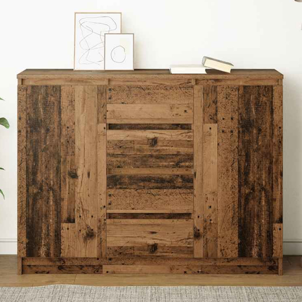 vidaXL 2 Door 4 Drawer Old Wood Sideboard Image 1