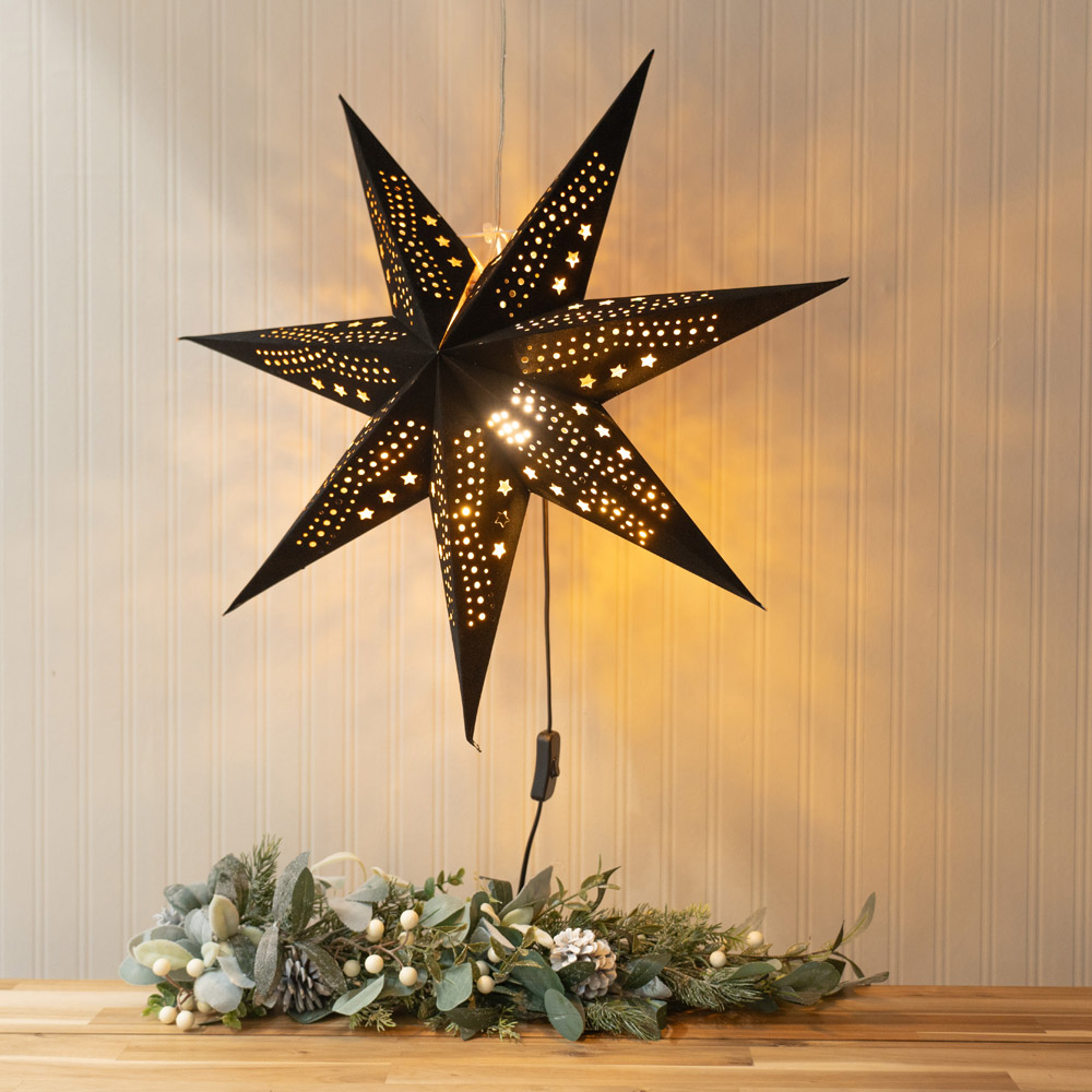 ValueLights Black Velvet Pin Up Plug In Paper Star Light 60cm Image 6