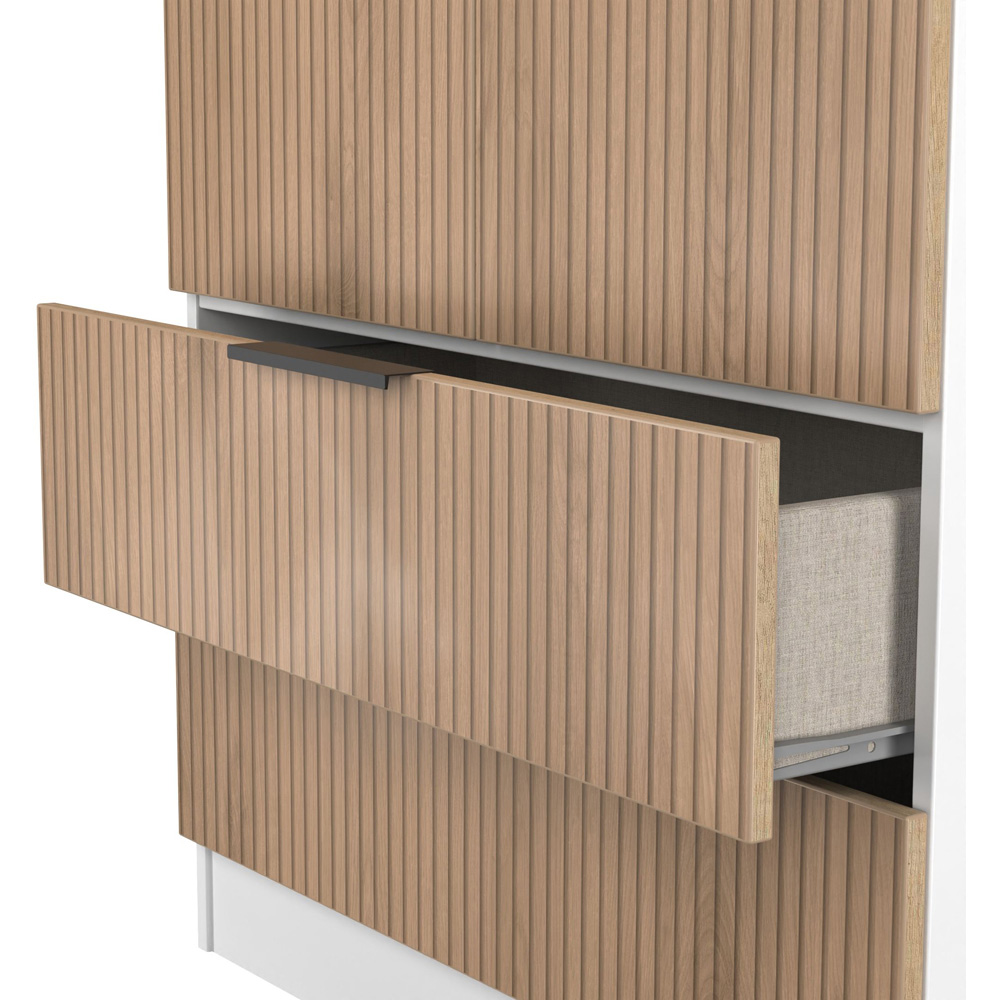 Crowndale Java 2 Door 2 Drawer Slatt Effect and White Tall Wardrobe Ready Assembled Image 7