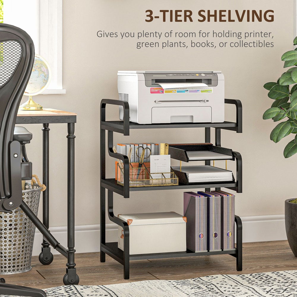 HOMCOM 3-TierBlack Storage Shelf Image 6