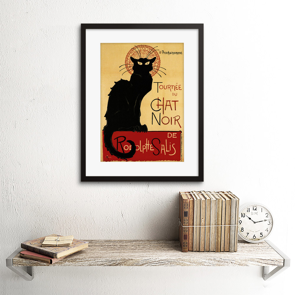 Wee Blue Coo Black Cat Chat Noir Rodolphe Salis Framed Wall Art Print 30 x 41cm Image 2
