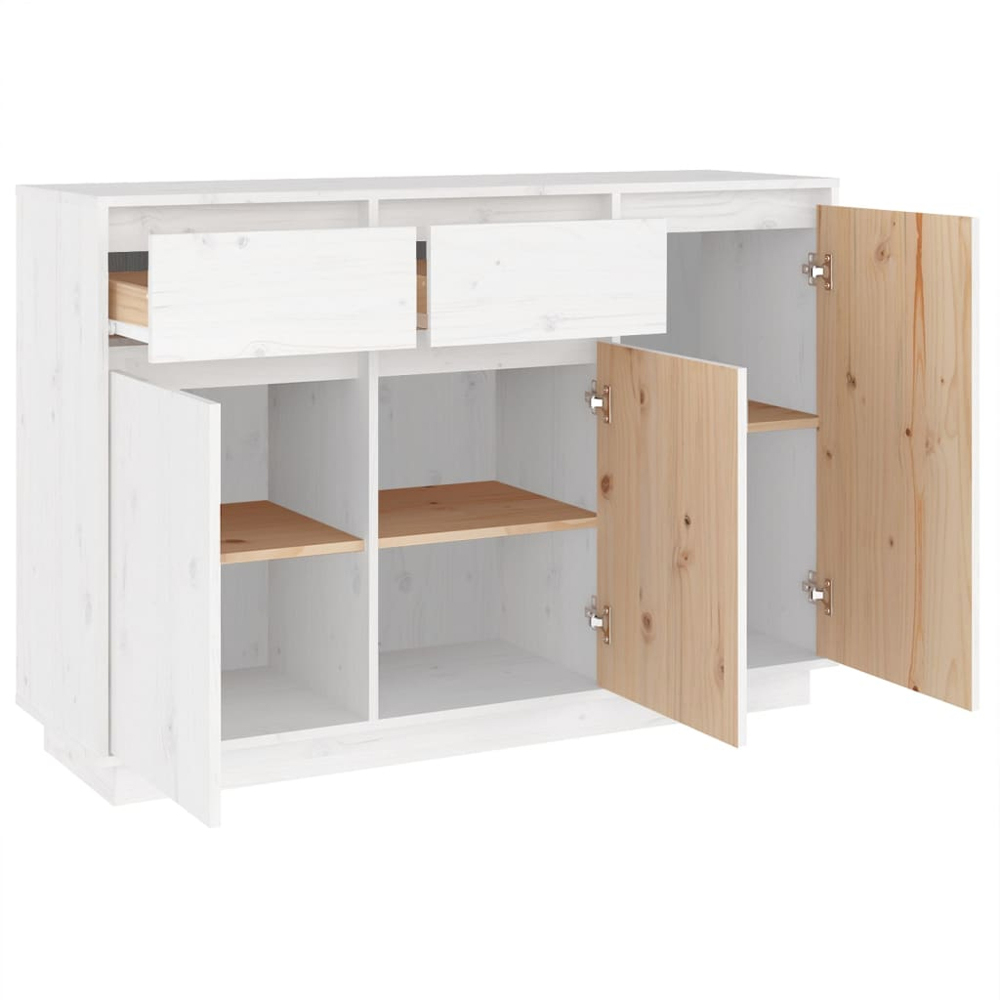 vidaXL 3 Door 2 Drawer White Solid Pine Wood Sideboard Image 5