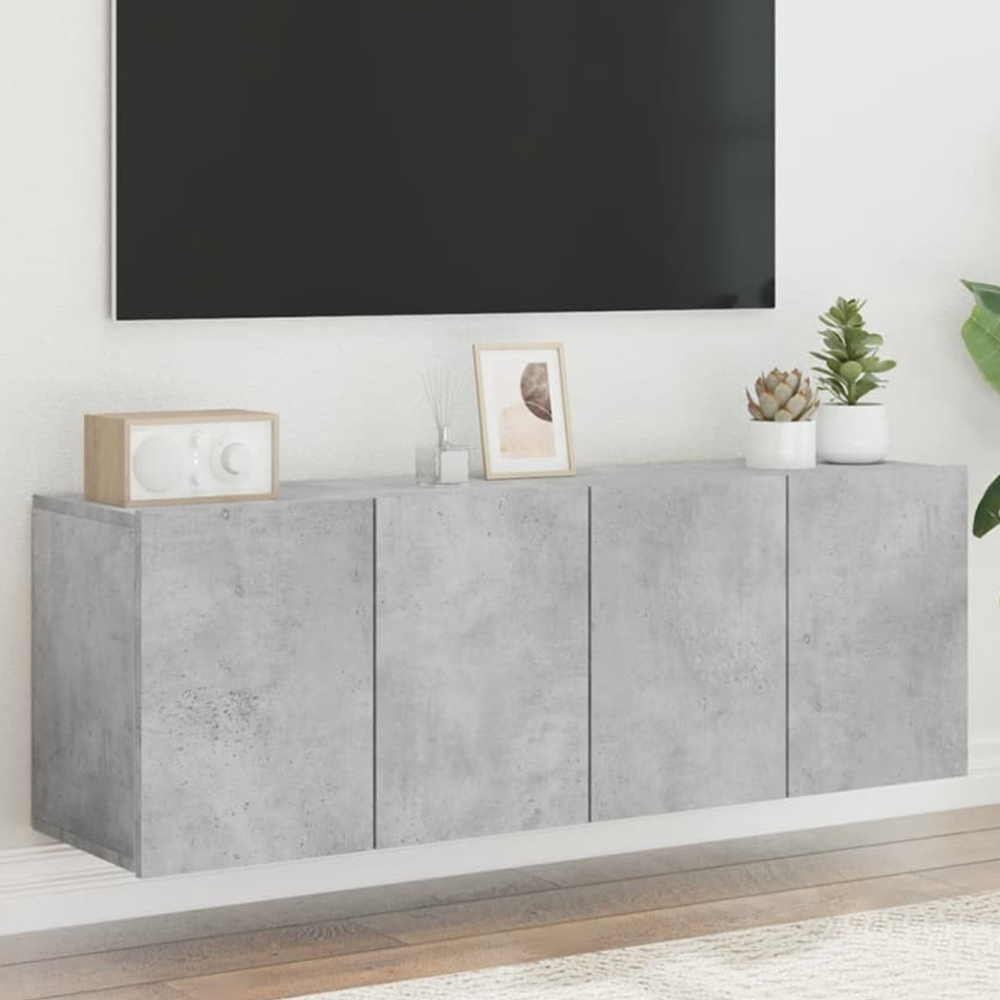 vidaXL 2 Door Concrete Grey Wall Mounted TV Cabinet Set of 2 Image 1