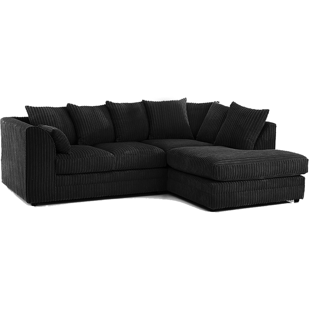 Portland Luxor 4 Seater Black Jumbo Cord Right Hand L Shape Corner Sofa Image 2