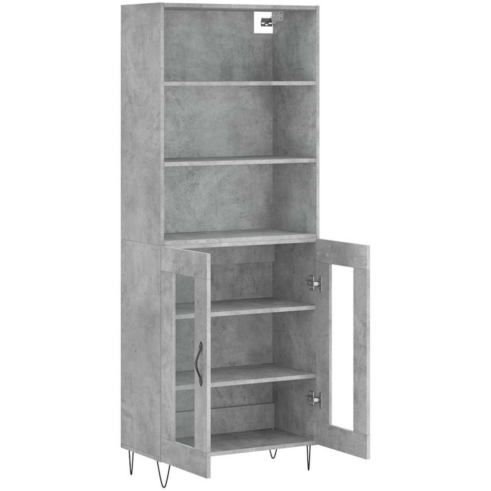 vidaXL 2 Glass Door 3 Shelf Concrete Grey Highboard Image 4