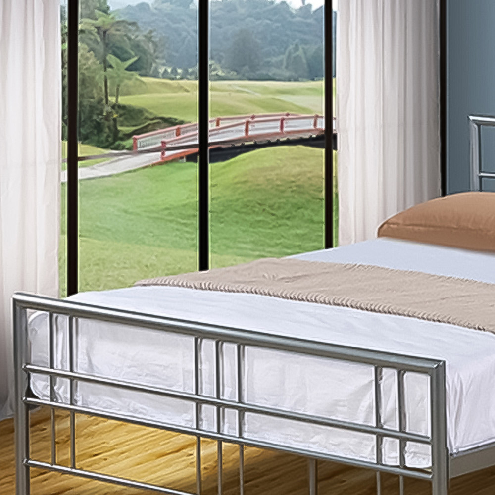 Brooklyn Single Silver Metal Bed Frame Image 2