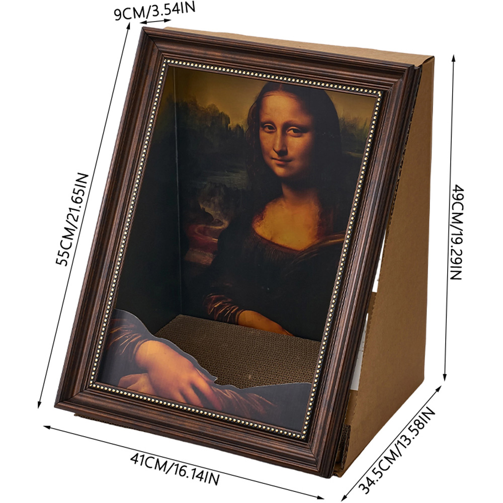 H&O Direct 3D Mona Lisa Artistic Triangular Frame Cat Scratcher Bed Image 6