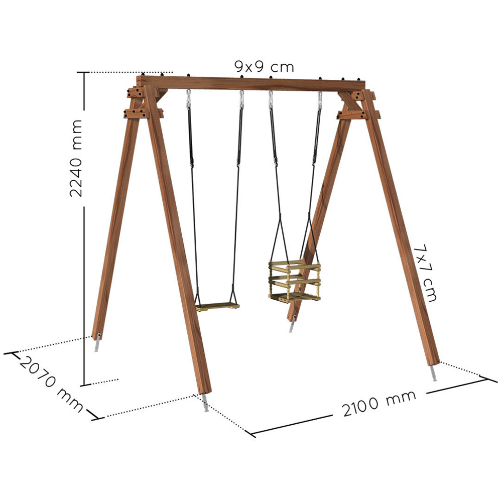 Soulet Ambre Kids Wooden Seat Adjustable Double Swing Set Image 9