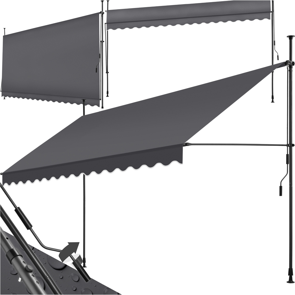 tectake Black and Grey Retractable Awning 4 x 1.8m Image 2