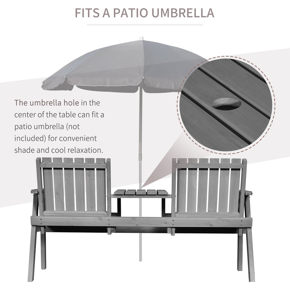 Outsunny Antique Grey Wooden Garden Companion Seat Image 5
