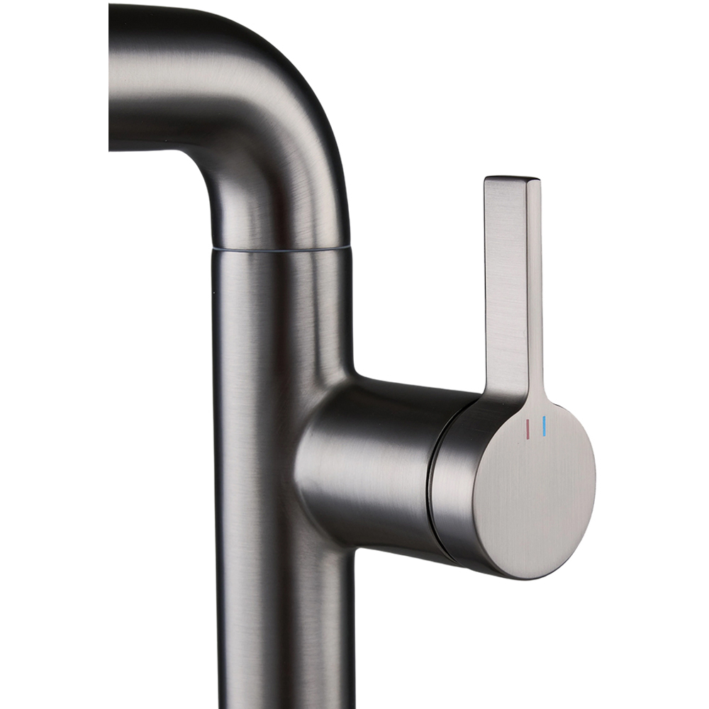 Living and Home Gunmetal Grey Metal Single Lever Swivel Spout Basin Mixer Tap Image 4
