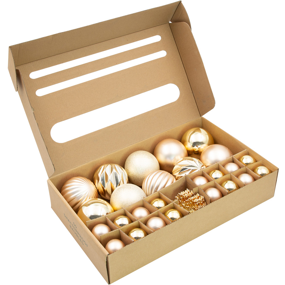The Christmas Workshop Champagne Shatterproof Bauble 50 Pack Image 4