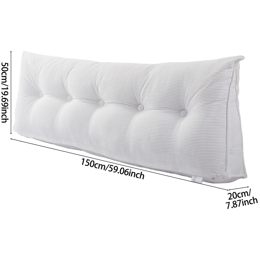 Living and Home Beige Corduroy Wedge Headboard Pillow with Side Pocket 150 x 20cm Image 8